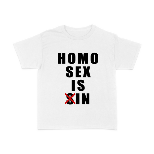 'HOMO IS IN' baby tee